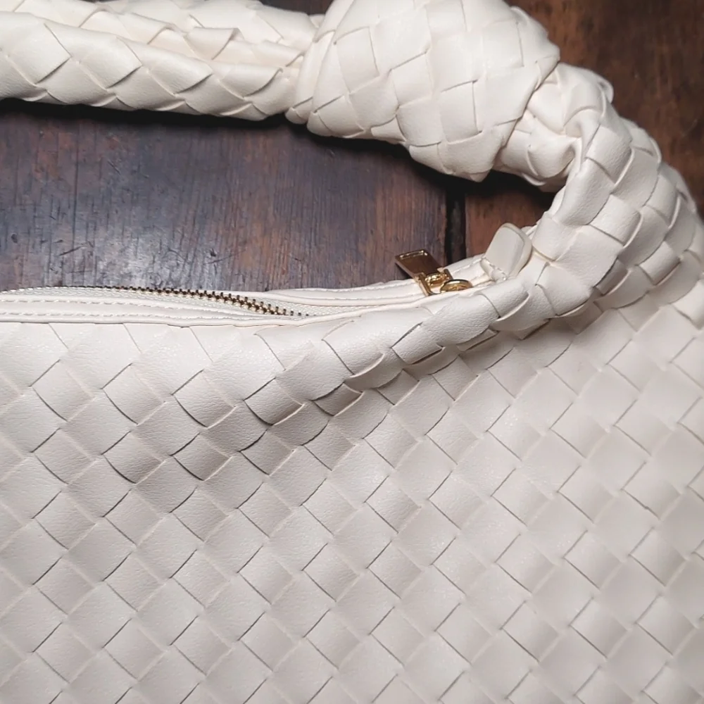 Urban Expressions Cream Woven Hobo Shoulder Bag